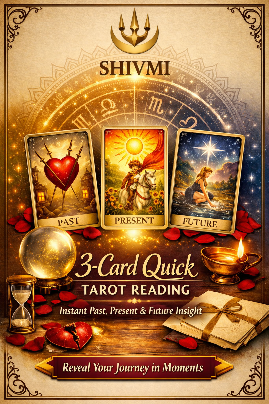 3-Card Quick Tarot Reading – Instant Past, Present & Future